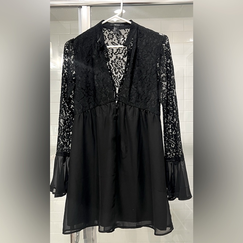 Black lace baby doll dress